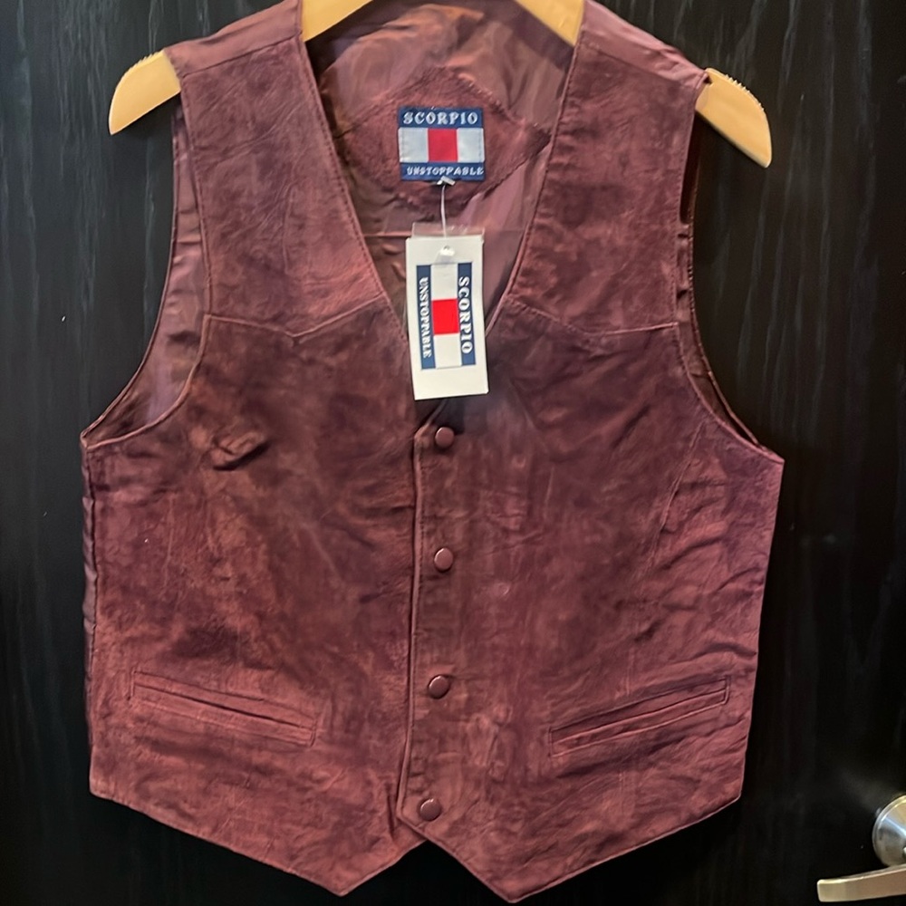 Burgundy leather vest
